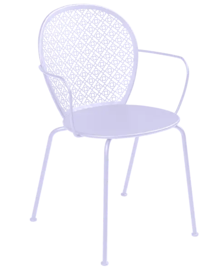 Load image into Gallery viewer, Fermob Lorette outdoor metal armchair with a smooth, curved design in a marshmallow white finish, ideal for garden seating.