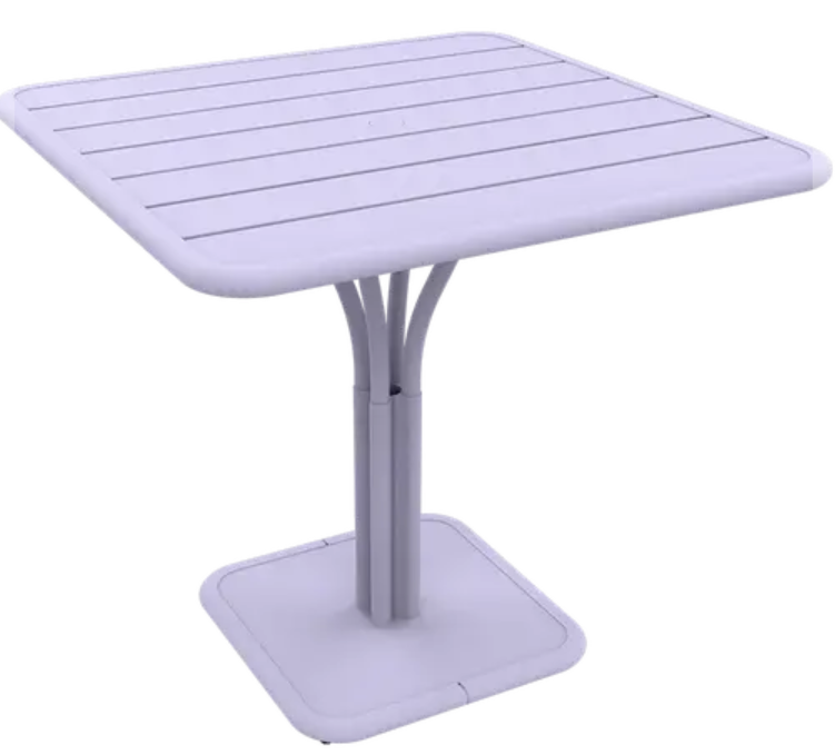 Load image into Gallery viewer, Marshmallow white Fermob Luxembourg outdoor pedestal table, 80x80 cm, with a sleek round design for garden or patio use.