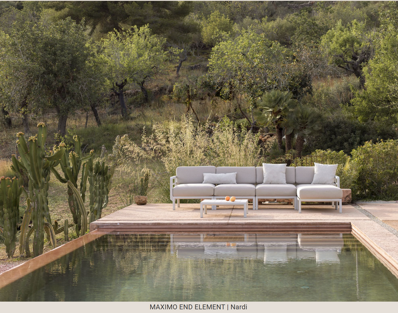Load image into Gallery viewer, Nardi Maximo modular sofa end section, left or right configuration, featuring modern design and plush cushions in a stylish living room setting.
