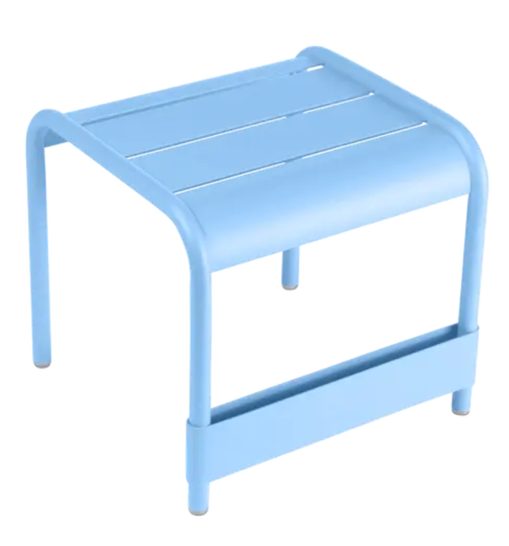 Load image into Gallery viewer, MayaBlue Fermob Luxembourg small low table or footrest, 44x42 cm, outdoor furniture, modern design, lightweight and stylish.
