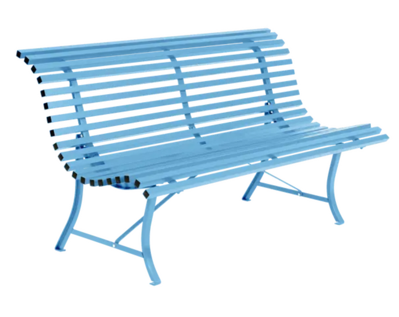 Load image into Gallery viewer, MayaBlue Louisiane 150cm outdoor folding bench by Fermob, steel frame, ideal for outdoor commercial furniture in Ireland