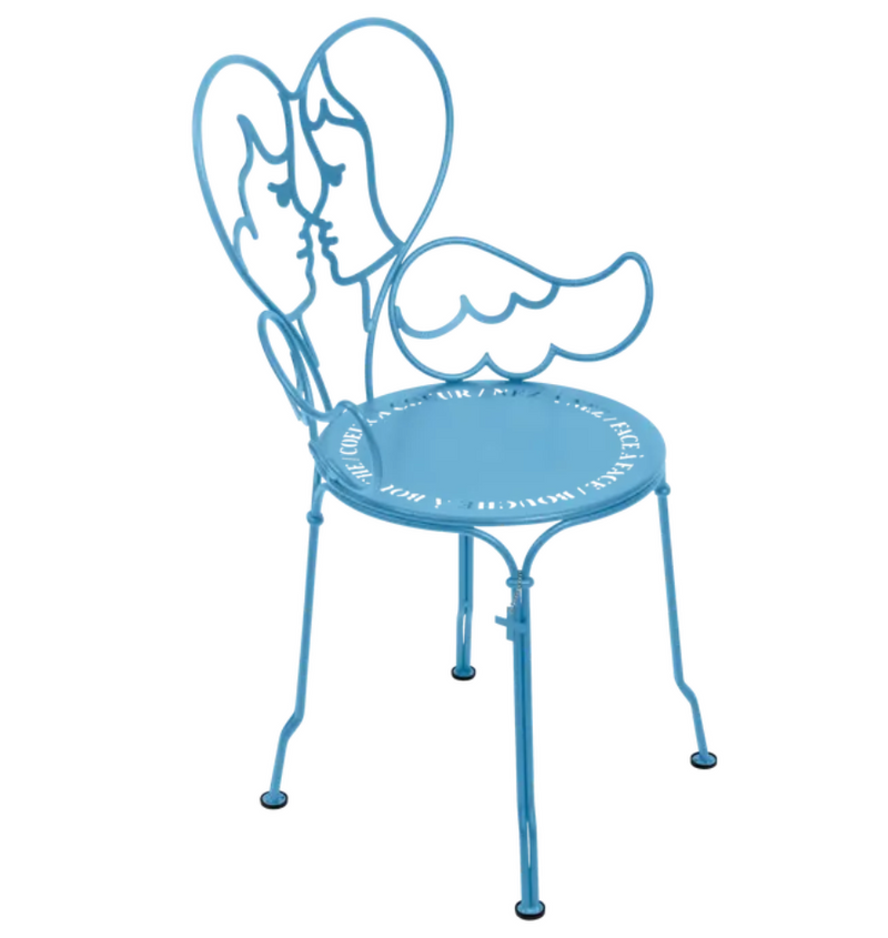 Load image into Gallery viewer, Fermob ANGE metal outdoor chair in Maya Blue, stylish and durable garden or patio furniture with a modern design.