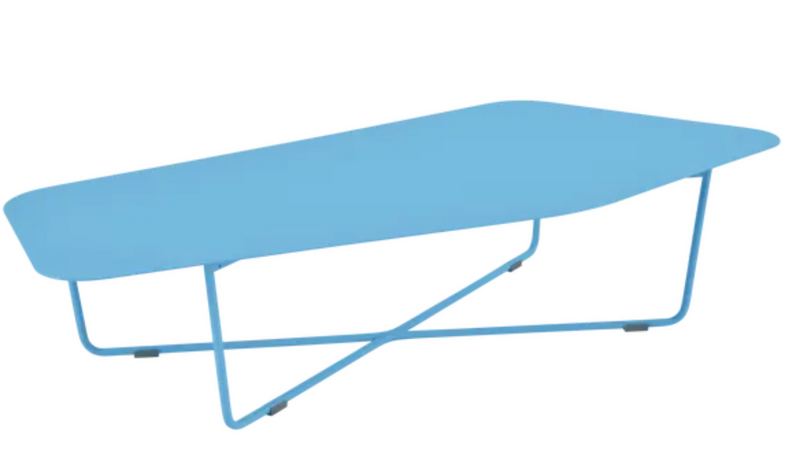 Load image into Gallery viewer, Maya Blue Ultrasofa metal low table by Fermob, outdoor furniture with 162 cm by 74 cm surface, modern design for outdoor spaces.