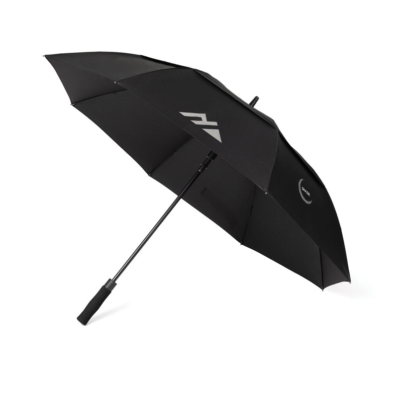 Load image into Gallery viewer, Nordic Drift Drift Trail 27-inch AWARE™ RPET storm umbrella with UPF 50+ protection, featuring a sleek black canopy and sturdy handle.