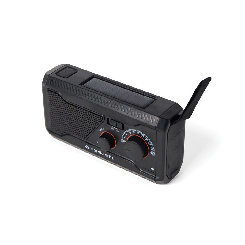 Load image into Gallery viewer, Nordic Drift Titan IPX4 multifunctional radio with 4000mAh battery, compact audio device with buttons and display.
