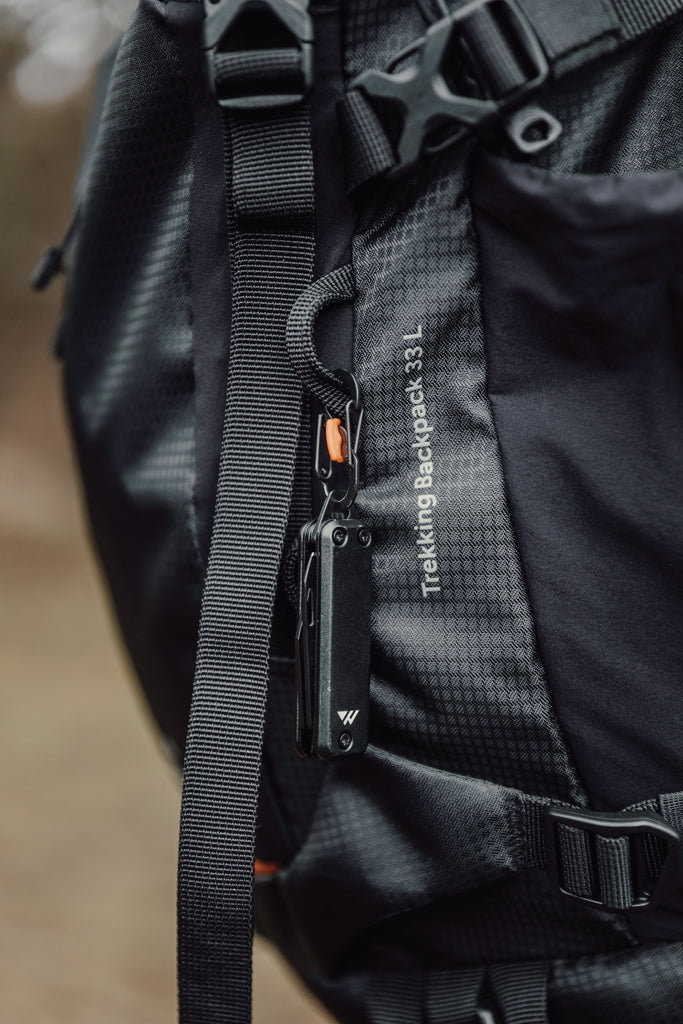 Load image into Gallery viewer, Nordic Drift Adventure keychain tool with compact, multi-purpose design, featuring a metal keyring and small tool components.