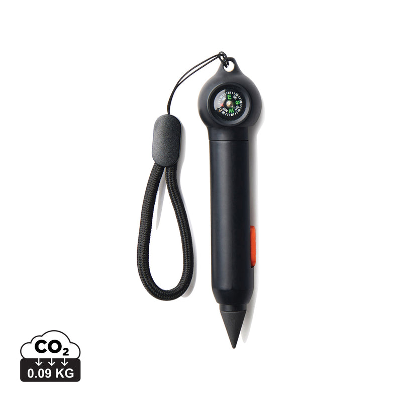 Load image into Gallery viewer, Nordic Drift Trial RCS portable infinity pocket pen with compass, compact writing instrument in sleek black design.