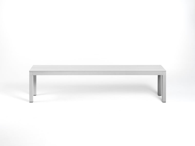 Load image into Gallery viewer, Nardi Aluminum Rio Bench outdoor bench with white aluminum frame and slatted seat, ideal for garden or patio seating.