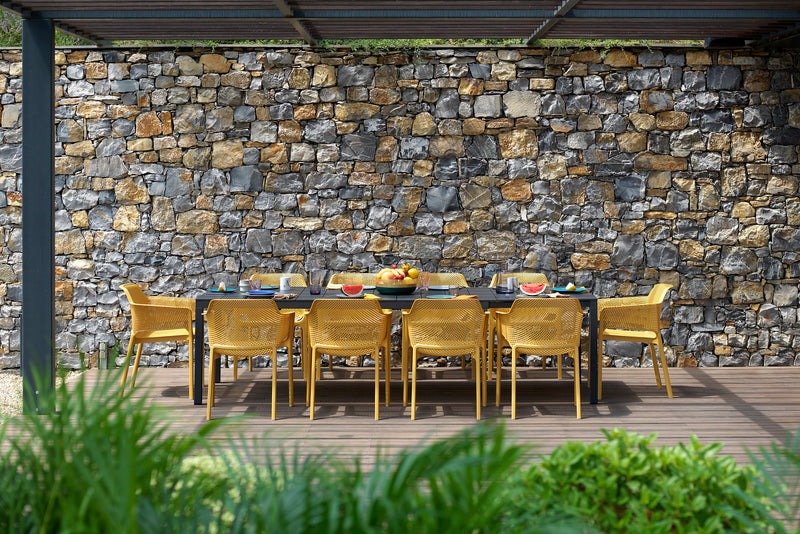 Load image into Gallery viewer, Nardi Rio bar table, 2.1m extensible to 2.8m, with a sleek aluminum design and modern outdoor ambiance.