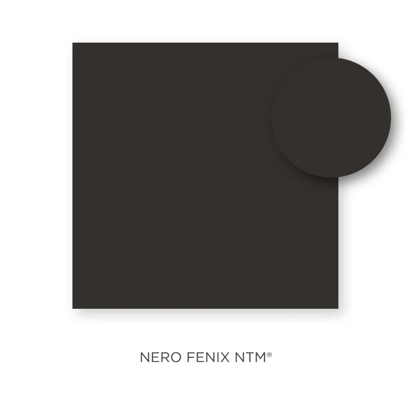 Load image into Gallery viewer, Square Nero Fenix laminate table top by Custom Wood Designs, ideal for outdoor restaurant tables, available in 60x60 to 100x100 inches.
