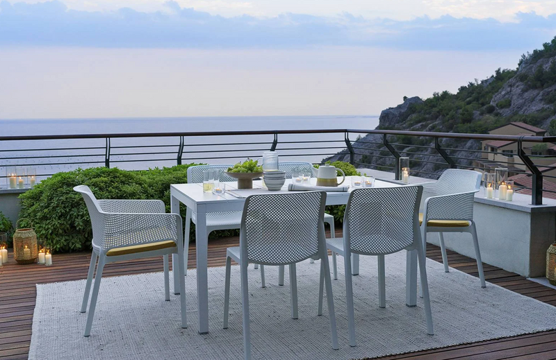 Load image into Gallery viewer, Nardi Net outdoor chair with woven design and metal frame, perfect for patio or garden seating, in a stylish modern style.