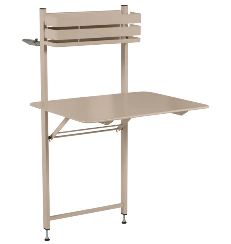 Load image into Gallery viewer, Foldable Fermob Bistro Balcony Table in nutmeg color, metal design suitable for outdoor patio, apartment, or hotel balcony.