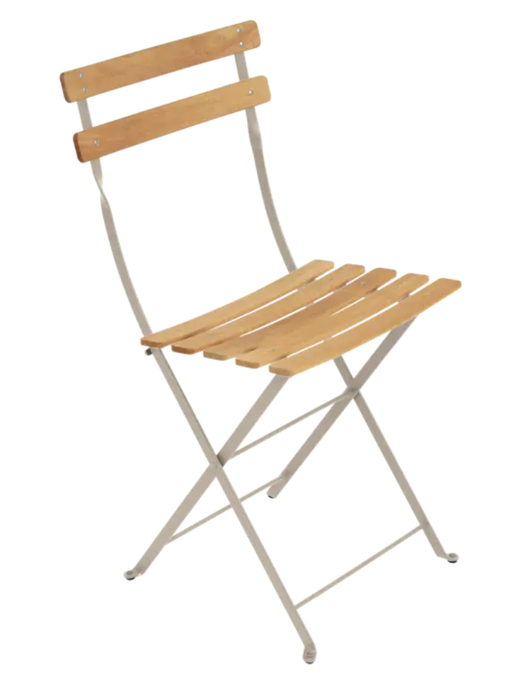 Load image into Gallery viewer, Fermob Bistro Natural Chair with wood and metal frame, outdoor folding chair for garden or patio seating.