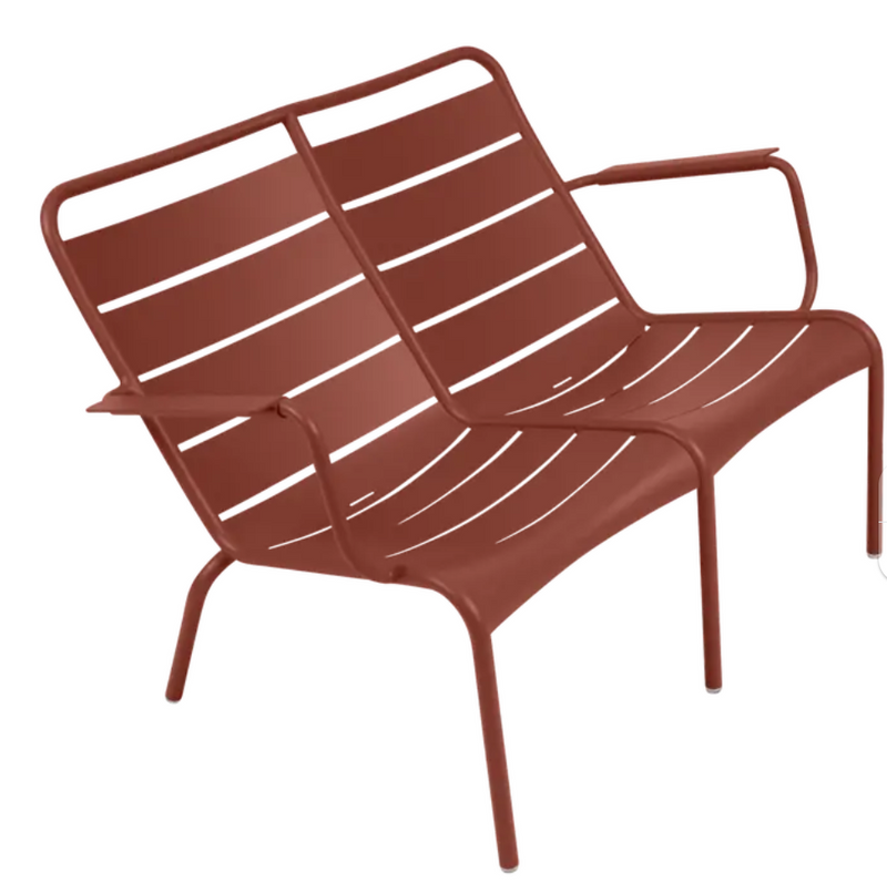 Load image into Gallery viewer, Ochre Luxembourg Duo Low Armchair by Fermob, part of Fermb Kids Corner Contract Bench collection, shown in a modern indoor setting.