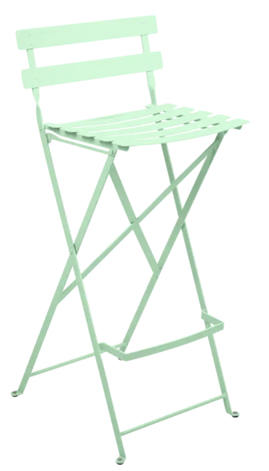 Load image into Gallery viewer, Fermob Bistro High Stool in Opaline Green, foldable outdoor bar stool with sleek design and sturdy metal frame.