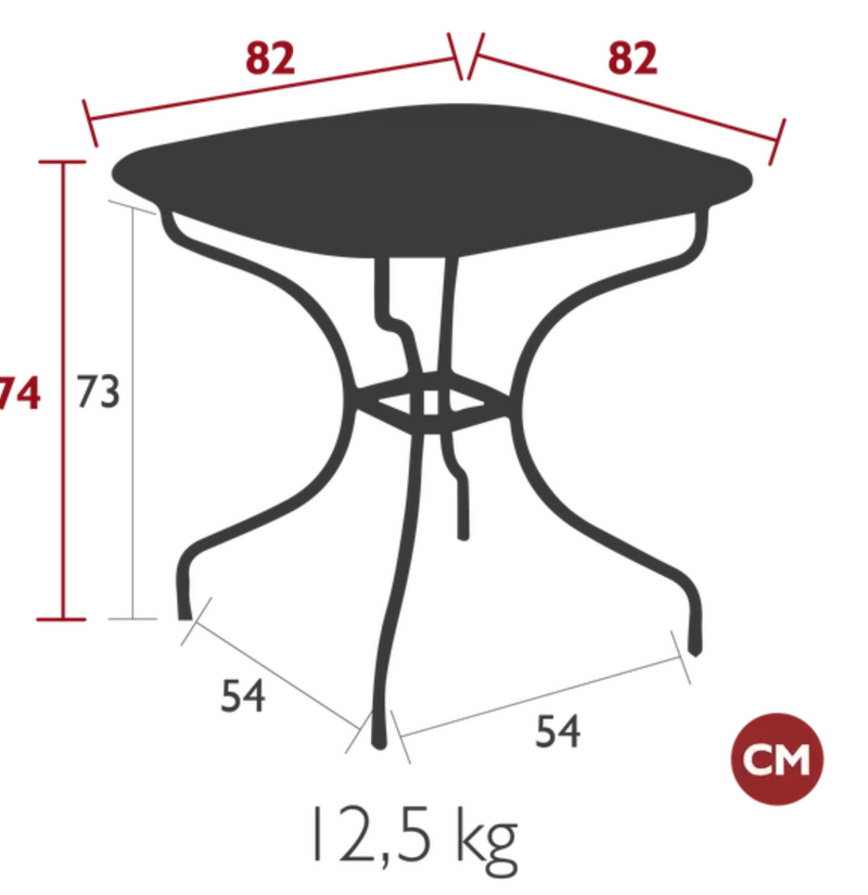 Load image into Gallery viewer, Fermob OPÉRA+ Carronde outdoor metal table, 82x82 cm, with a sleek, modern design suitable for garden or patio use.