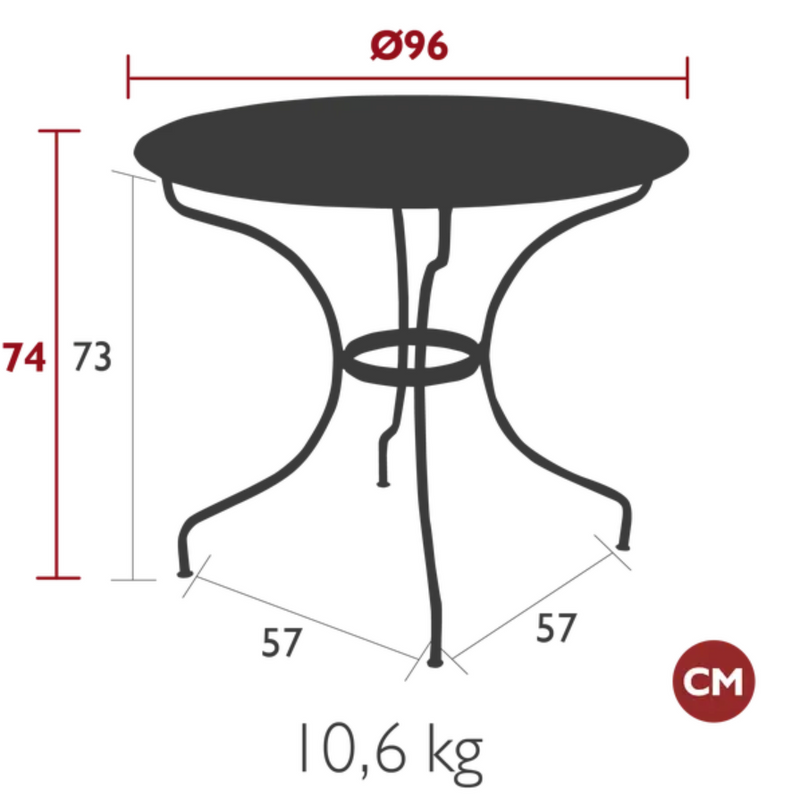 Load image into Gallery viewer, Fermob OPÉRA+ outdoor metal table with a 96 cm diameter, stylish five-seater patio table in a modern design.