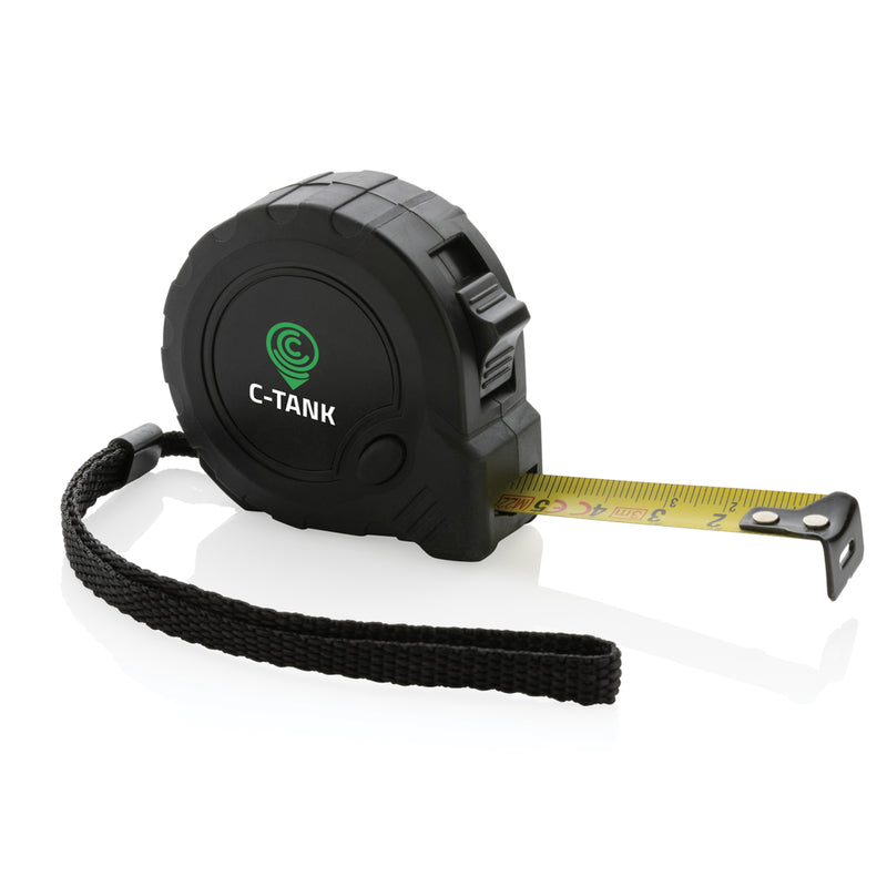 Load image into Gallery viewer, XD Collection RCS recycled plastic 3M/16 mm tape measure with stop button, showing the tape reel and ergonomic handle.