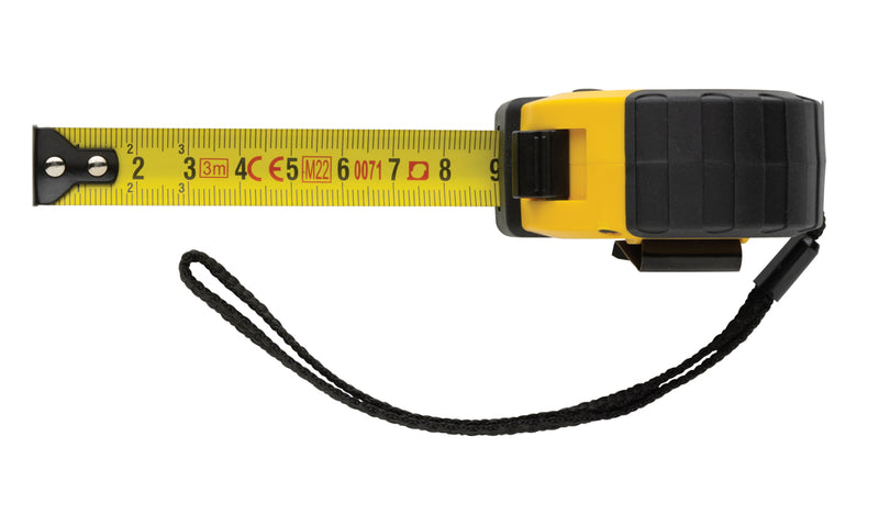 Load image into Gallery viewer, XD Collection RCS recycled plastic 3M/16 mm tape measure with stop button, tools and torch accessory, shown with tape extended