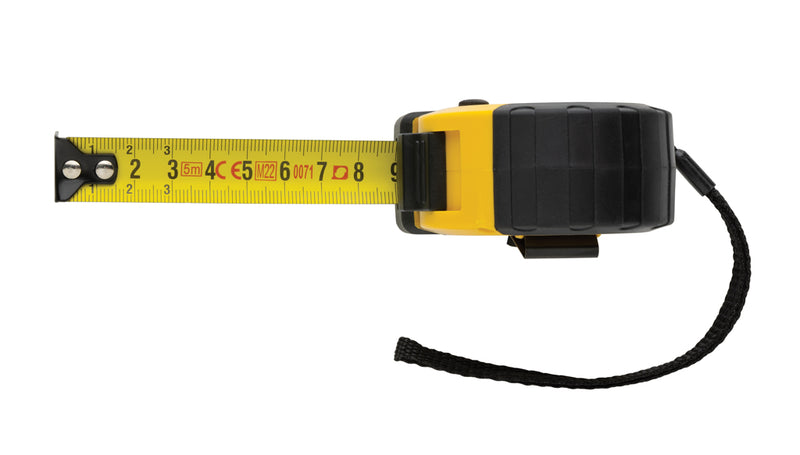 Load image into Gallery viewer, XD Collection RCS recycled plastic 5M/19mm tape measure with stop button, tools and torches product image showing the tape reel.