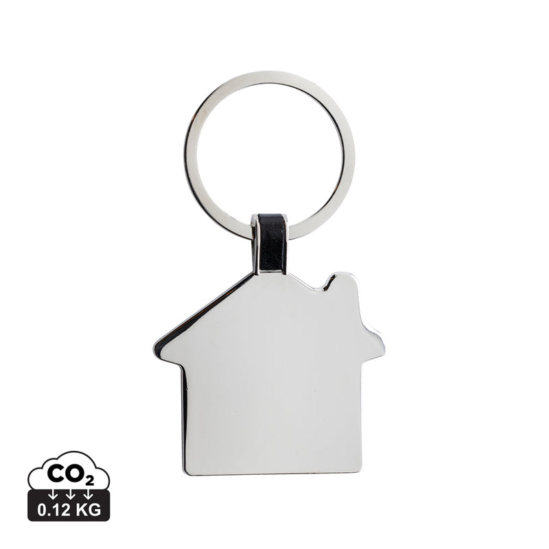 Load image into Gallery viewer, Recycled zinc alloy house keyring from XD Collection on a lanyard, featuring a durable, eco-friendly keychain design.