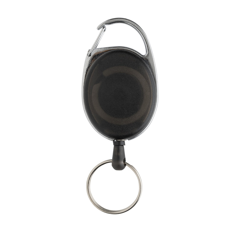Load image into Gallery viewer, Recycled ABS roller clip keychain by XD Collection attached to a lanyard, showcasing durable, eco-friendly design.