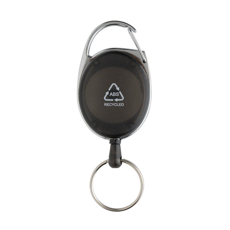 Load image into Gallery viewer, Recycled ABS roller clip keychain from XD Collection featuring a sturdy, eco-friendly design with a metal roller clip.