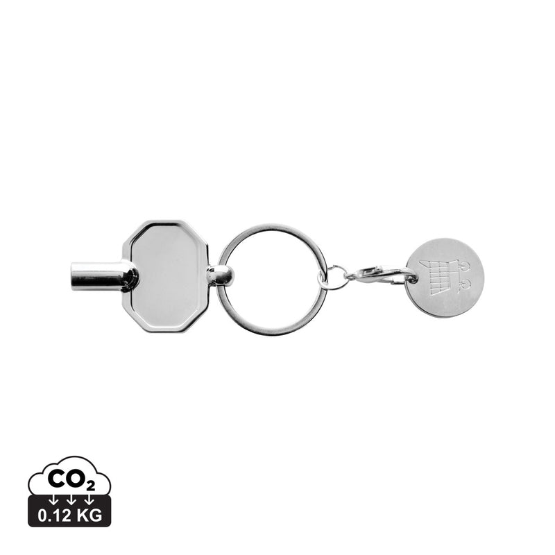 Load image into Gallery viewer, RCS recycled zinc alloy radiator key keychain with coin, XD Collection lanyard accessory, featuring a durable metal design and coin detail.