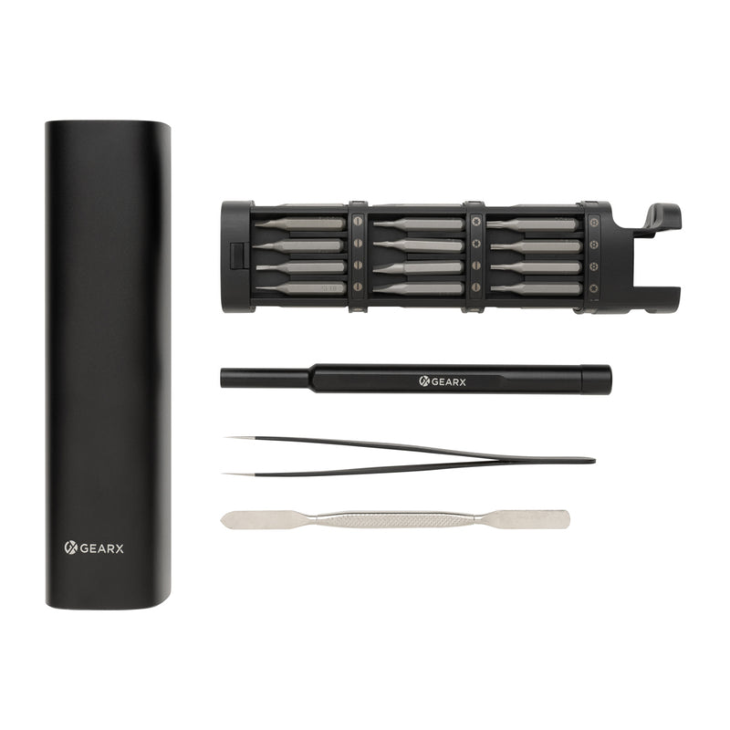 Load image into Gallery viewer, Gear X RCS recycled aluminum precision screwdriver set with 46 tools, featuring ergonomic handles and durable construction.