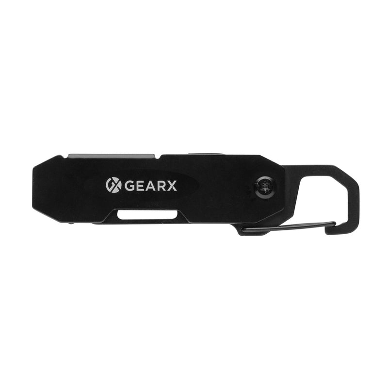 Load image into Gallery viewer, GearX foldable EDC tool with carabiner and parcel cutter, showing compact design and multi-tool features for everyday carry.