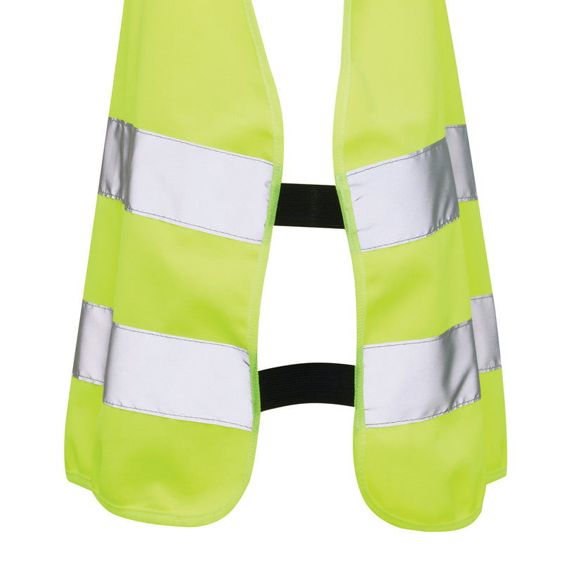 Load image into Gallery viewer, High-visibility safety vest for kids aged 7-12 from XD Collection, made of recycled PET in bright safety yellow with reflective strips.