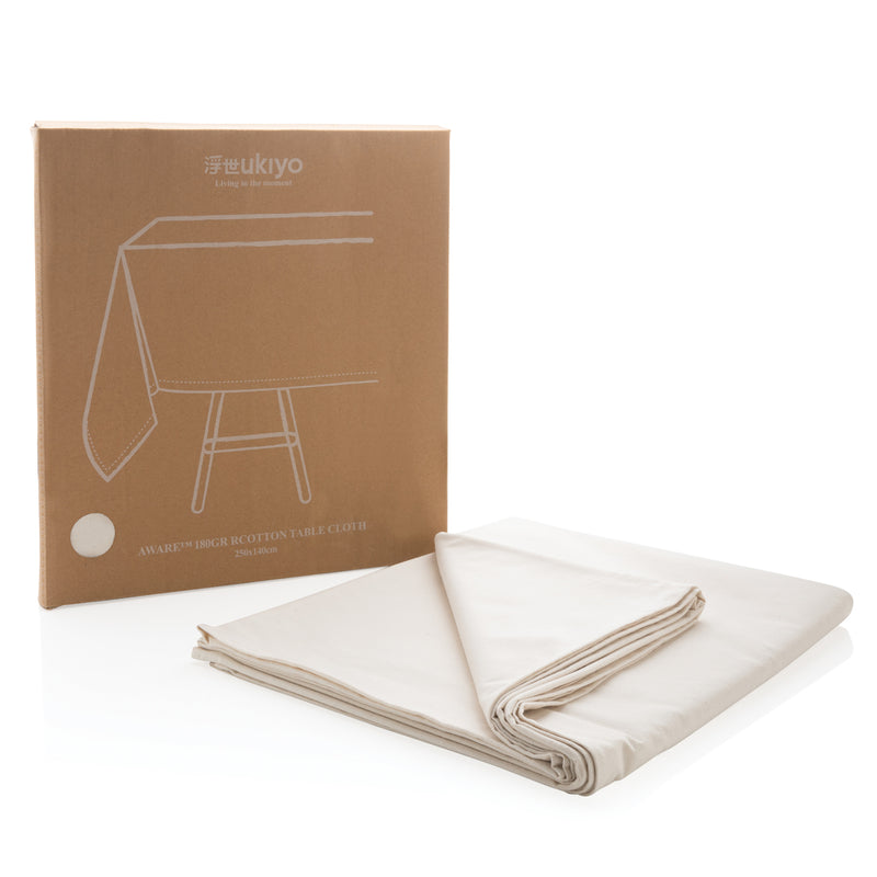 Load image into Gallery viewer, Ukiyo Aware™ 180g cotton table cloth in 250x140cm laid flat, showcasing its soft texture and elegant design.