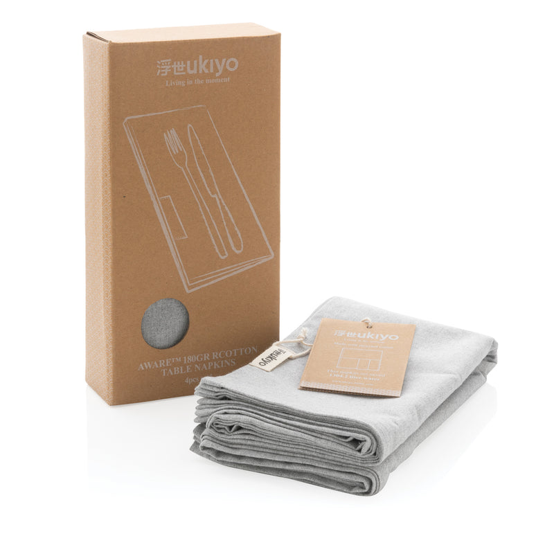 Load image into Gallery viewer, Ukiyo Aware™ 180g cotton table napkins 4-piece set for home dining, featuring textured fabric in elegant design
