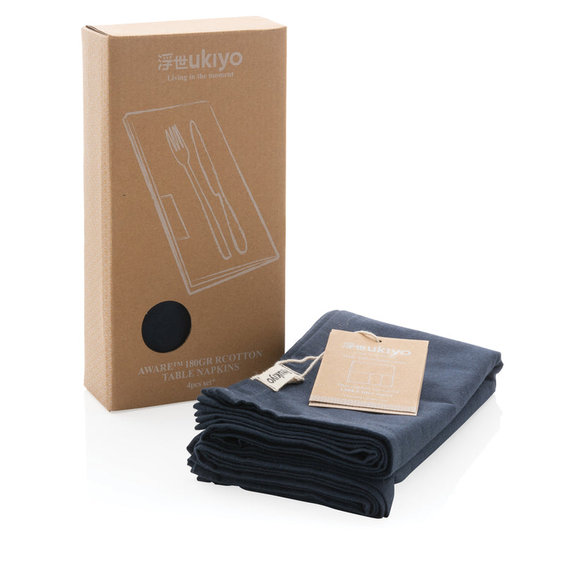 Load image into Gallery viewer, Set of four Ukiyo Aware™ 180g cotton table napkins, soft and durable for elegant home dining.