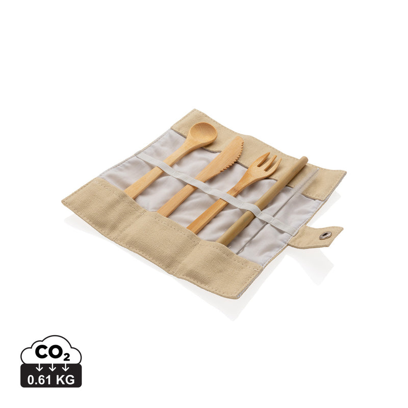 Load image into Gallery viewer, Reusable bamboo travel cutlery set - Custom Wood Designs