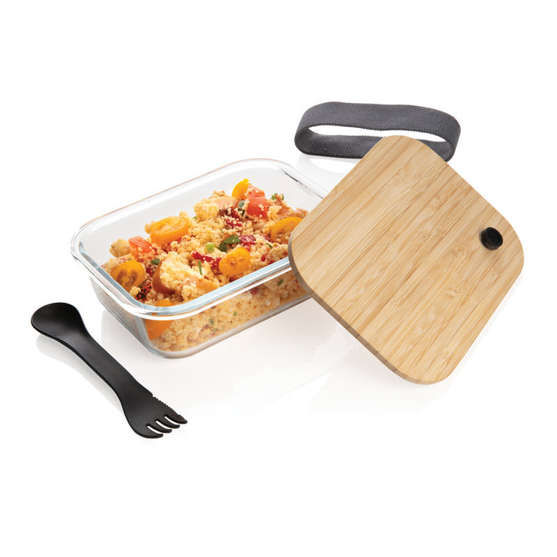 Load image into Gallery viewer, Glass lunchbox with bamboo lid - Custom Wood Designs