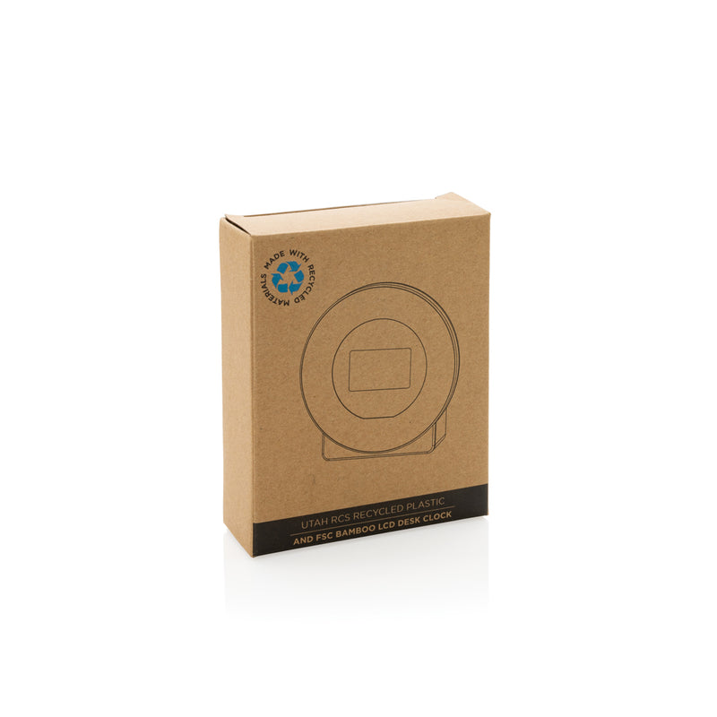 Load image into Gallery viewer, Utah RCS rplastic and bamboo LCD desk clock - Custom Wood Designs