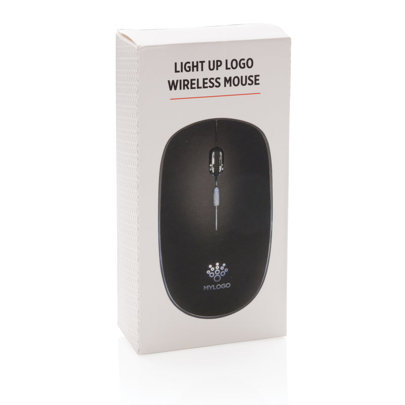 Load image into Gallery viewer, Wireless mouse with illuminated logo from XD Collection, designed for phones and tablets, featuring a sleek ergonomic design.