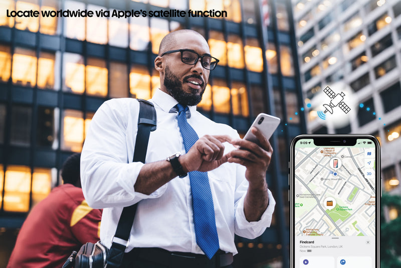 Load image into Gallery viewer, Findcard RCS recycled plastic phone and tablet finder card by XD Collection, showing a slim, eco-friendly accessory with key features.