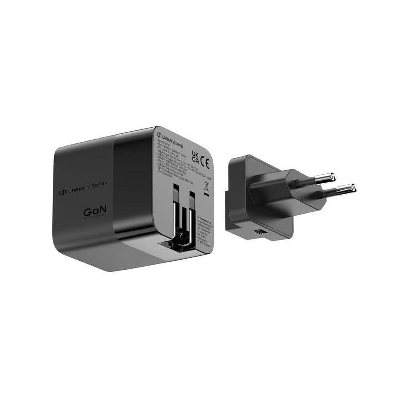 Load image into Gallery viewer, Urban Vitamin Mendocino 65W GaN charger with retractable cable for phones and tablets, compact and portable accessory.