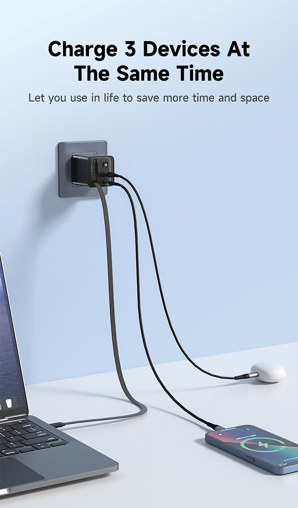 Load image into Gallery viewer, Urban Vitamin Mendocino 65W GaN charger with retractable cable for phones and tablets, compact and portable accessory.