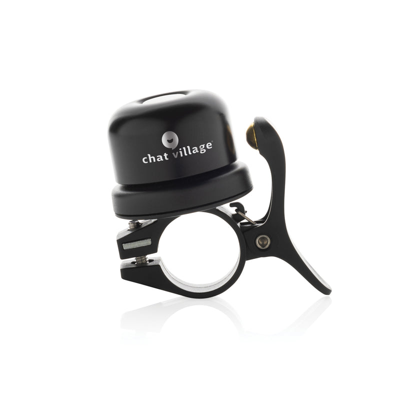 Load image into Gallery viewer, XD Collection Pedalfinder bike bell with worldwide locating feature, mounted on a bicycle handlebar, showing its sleek design and branding.