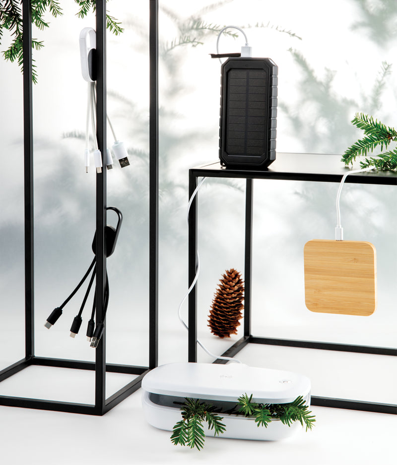 Load image into Gallery viewer, XD Collection 4-in-1 cable with carabiner clip for charging and data transfer for phones and tablets.