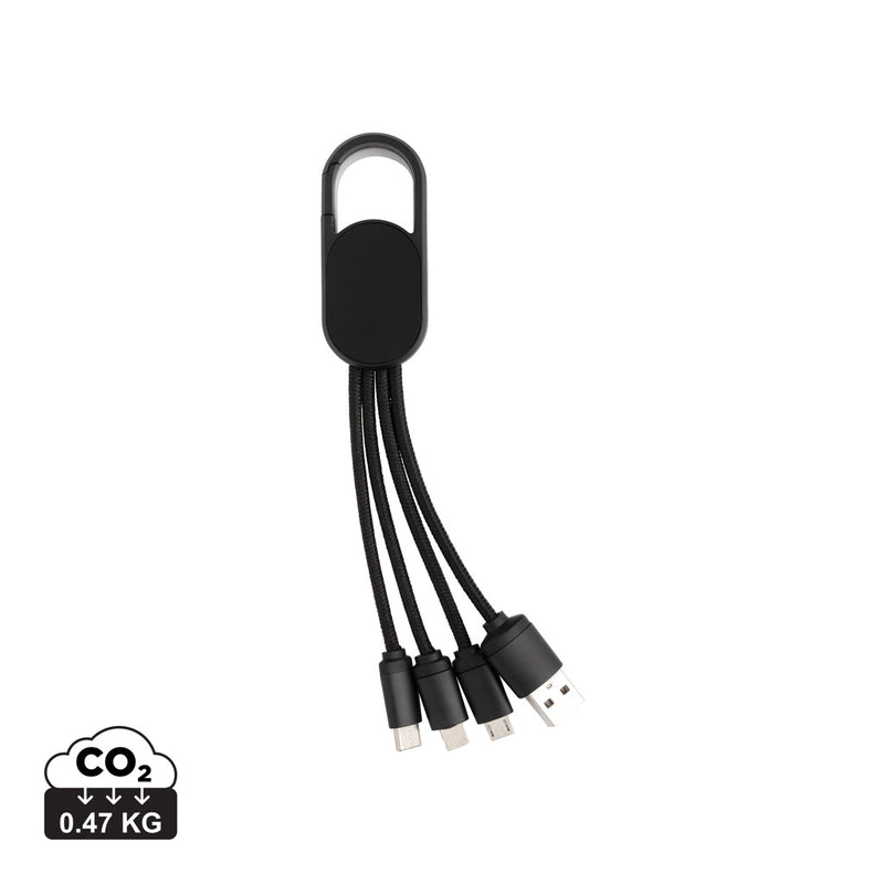 Load image into Gallery viewer, XD Collection 4-in-1 cable with carabiner clip for phone and tablet charging and data transfer, versatile and portable accessory