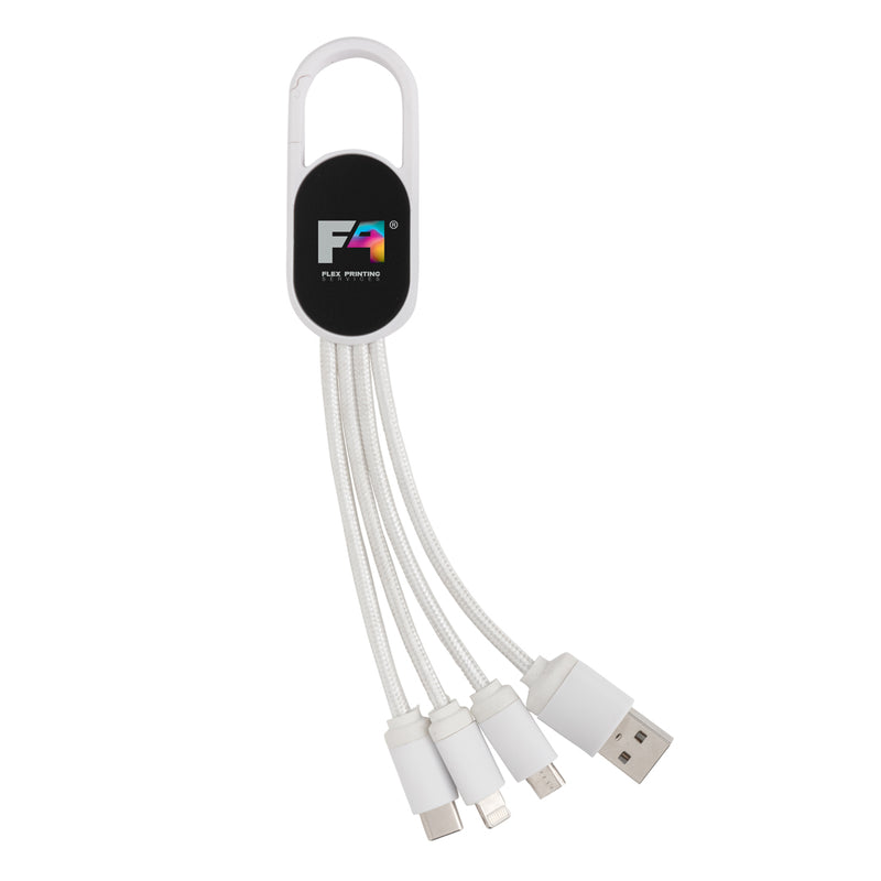 Load image into Gallery viewer, XD Collection 4-in-1 cable with carabiner clip for phone and tablet charging and data transfer, versatile accessory in view.