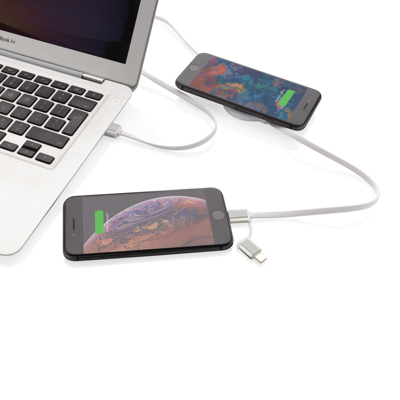 Load image into Gallery viewer, 3-in-1 cable with 5W bamboo wireless charger - Custom Wood Designs