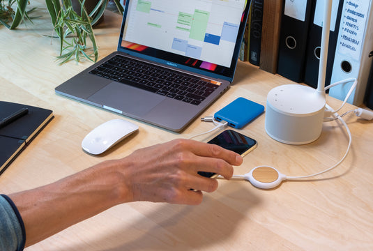 3-in-1 cable with 5W bamboo wireless charger - Custom Wood Designs