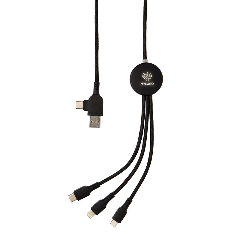 Load image into Gallery viewer, Light up logo 6-in-1 cable by XD Collection for phone and tablet accessories, featuring illuminated logo design.