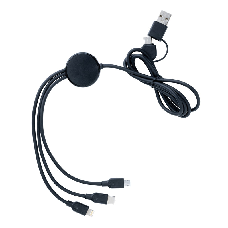 Load image into Gallery viewer, XD Collection RCS recycled TPE and plastic 6-in-1 phone and tablet cable with multiple connectors for versatile device charging.