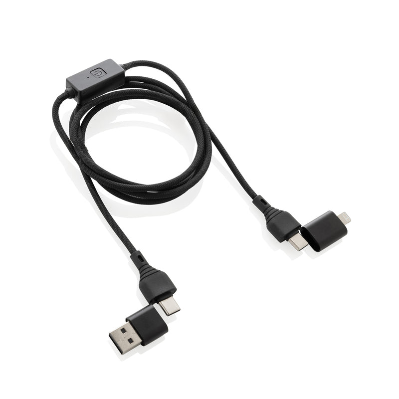 Load image into Gallery viewer, XD Collection Datalock RCS recycled 60W hacking protection cable for phones and tablets, shown with connectors and cable.